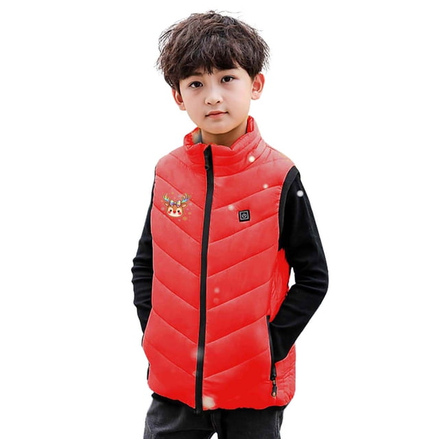 RXMEKW Heated Jacket for Boys and Girls with USB Power, Intelligent Constant Temperature Heating and 5 Modes, Fashion Printed Winter Coat for Outdoor Play