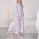 thumbnail image 3 of Balery Purple Checkboard Conjunto de Pijama con Estampado para Mujer, Conjunto de Dos Piezas con Manga Larga, Ropa de Dormir Suave con Bolsillos, Pijamas Cómodos-Small, 3 of 7