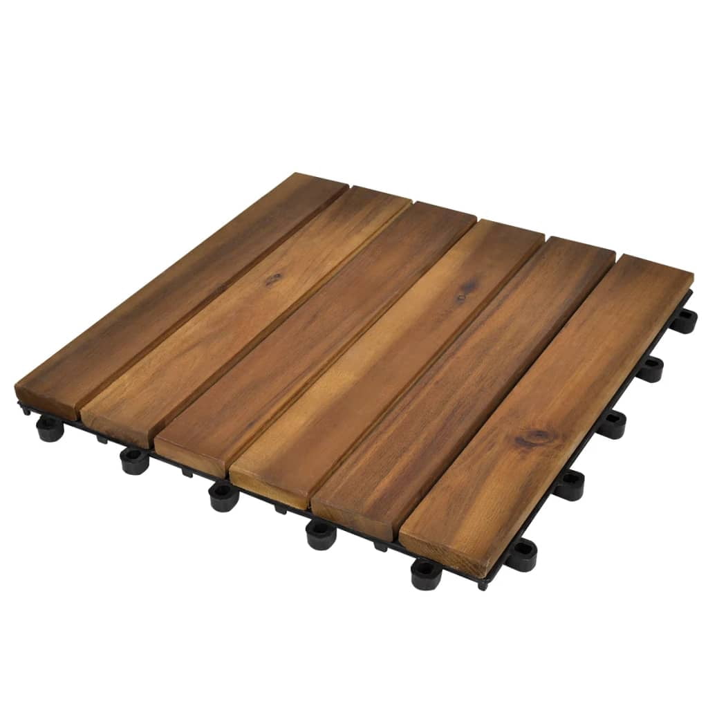 vidaxl 10 pcs Acacia Decking Tiles 11.8'x11.8' Vertical Pattern