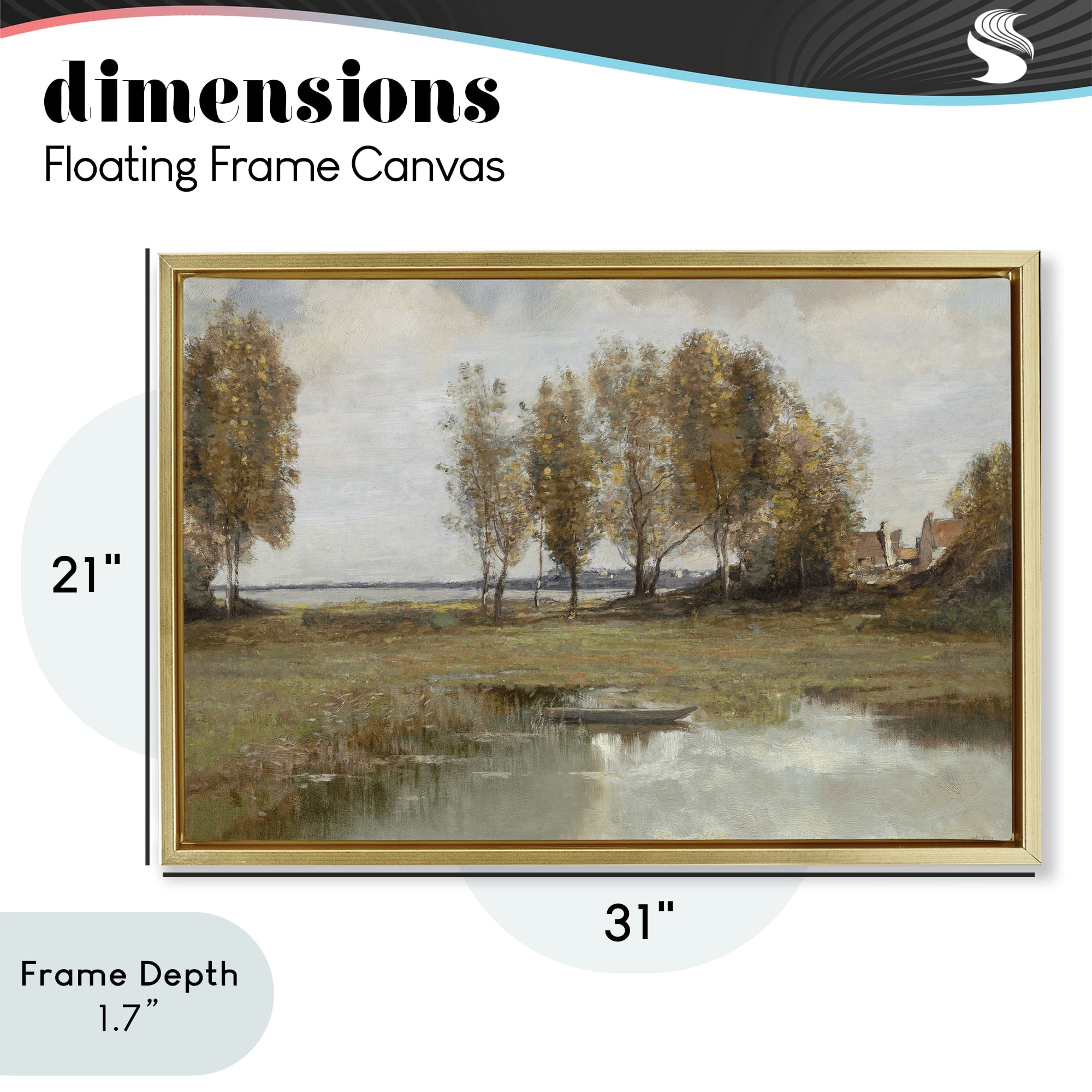 Stupell Industries A Peaceful Spot Landscape Gold Framed Floater Canvas Wall Art, design by Amber Sterling