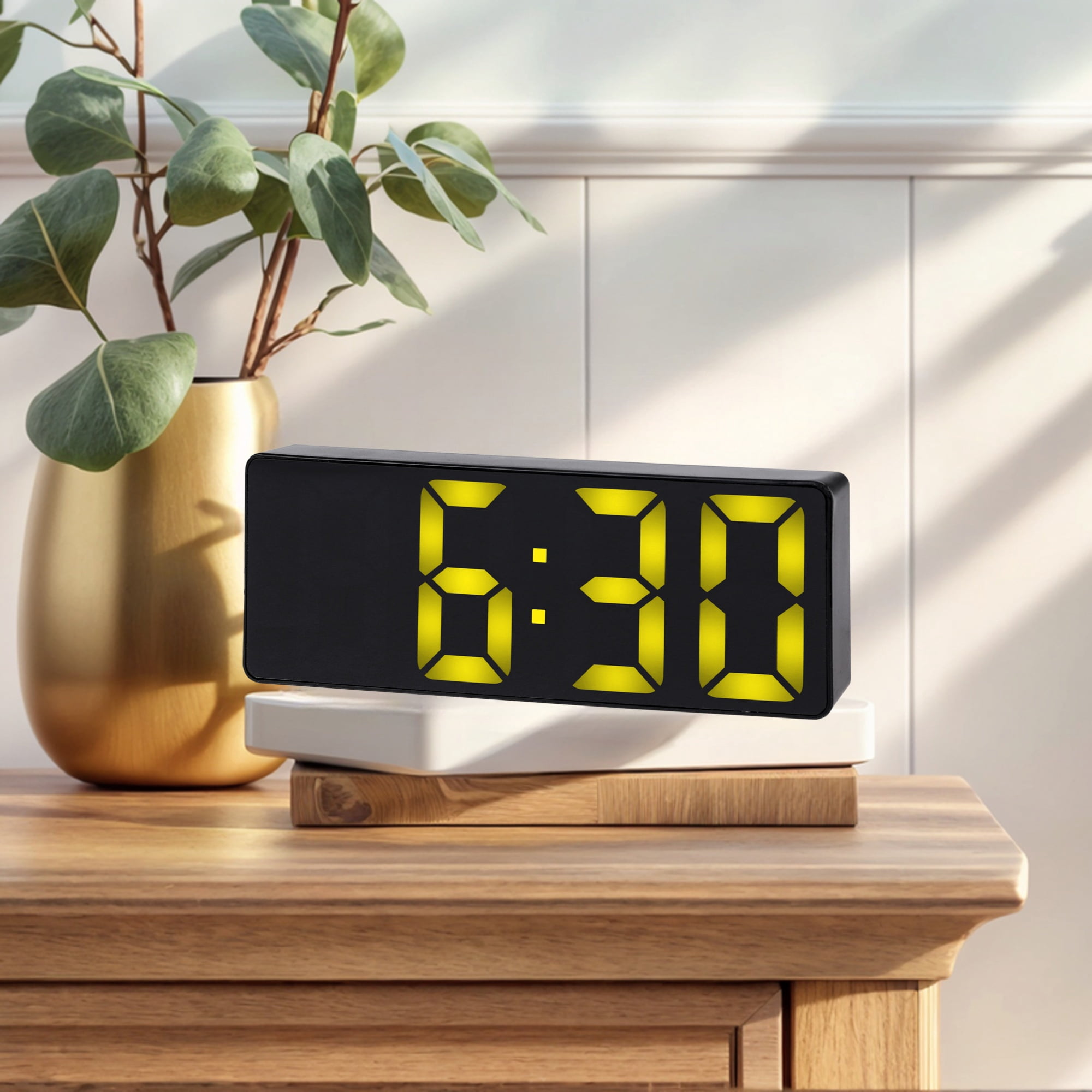 Unique Bargains 2 Pcs Small Digital Alarm Clock for Deep Sleepers Yellow/Red
