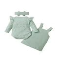 thumbnail image 3 of Newborn Baby Girl Fall Clothes Ruffle Long Sleeve Ribbed Romper Pocket Suspender Skirts Infant Overalls Dress Pink 0-3 Months, 3 of 9