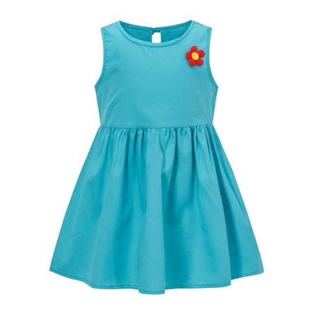 

DNDKILG Baby Toddler Girl Summer Dress Floral Sleeveless Sundress Dresses Sky Blue 9M-4Y 90