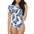 thumbnail image 1 of Fotbe Beautiful Butterflies Body de Mujer con Cuello Redondo y Mangas Cortas, Sin Mangas Ajustado, Suave, Cómodo y Básico-X-Large, 1 of 7