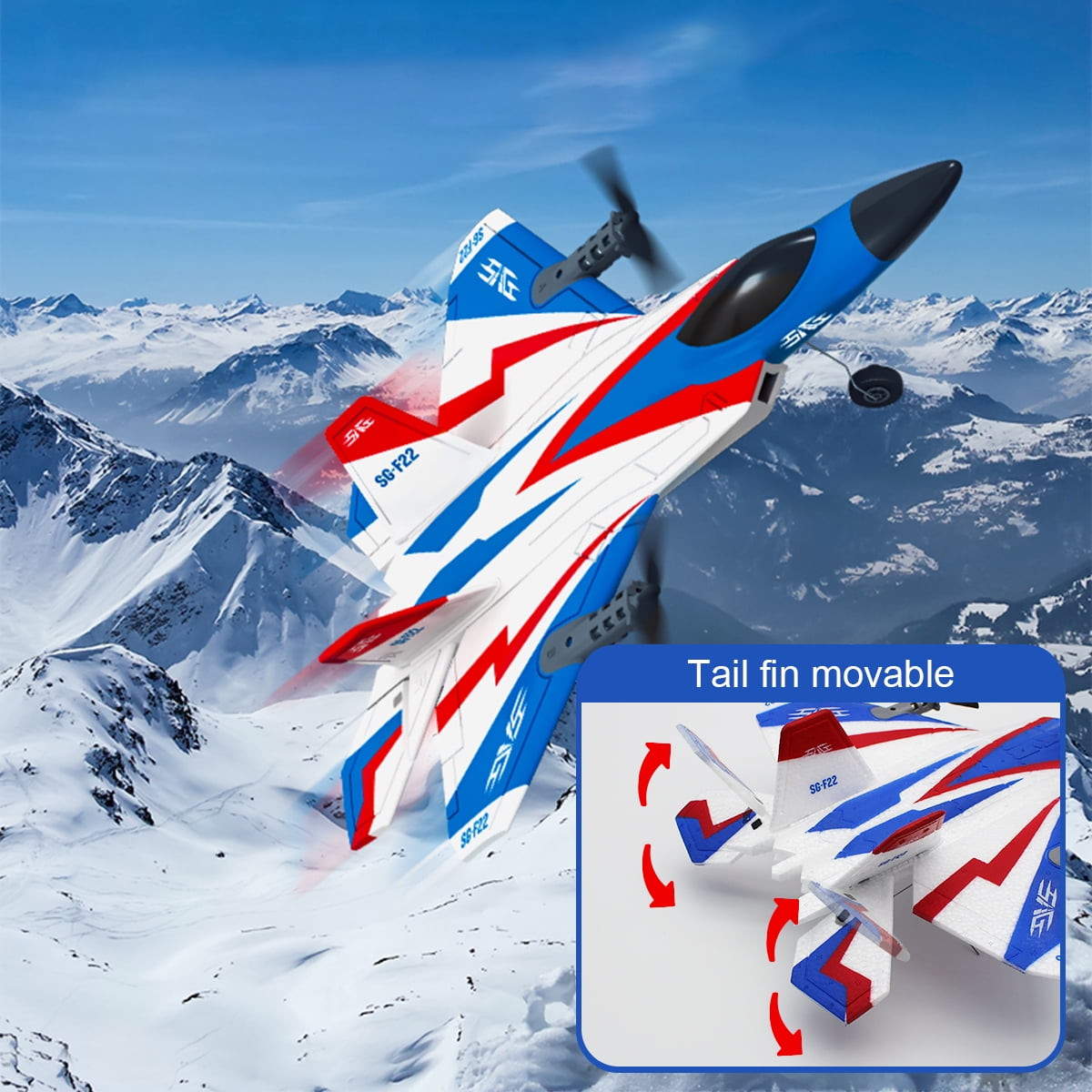 Fisca RC Plane F-22 Raptor RC Jet, 4 Channel Remote Control Airplane, Stunt Flying Upside Down, Great Gift Toy for Kids and Adults