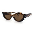 thumbnail image 5 of Womens Cat Eye Asymmetrical Rock Candy Crystal Runway Plastic Sunglasses Tortoise - Brown, 5 of 7