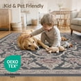thumbnail image 4 of ODIKA 3'x5' Washable Area Rug Non-Slip, Flatweave, Easy Care Floral Emblem Design Featuring Mauve Blossom Motifs And Decorative Frame for Hallway, Laundry Room, 4 of 7