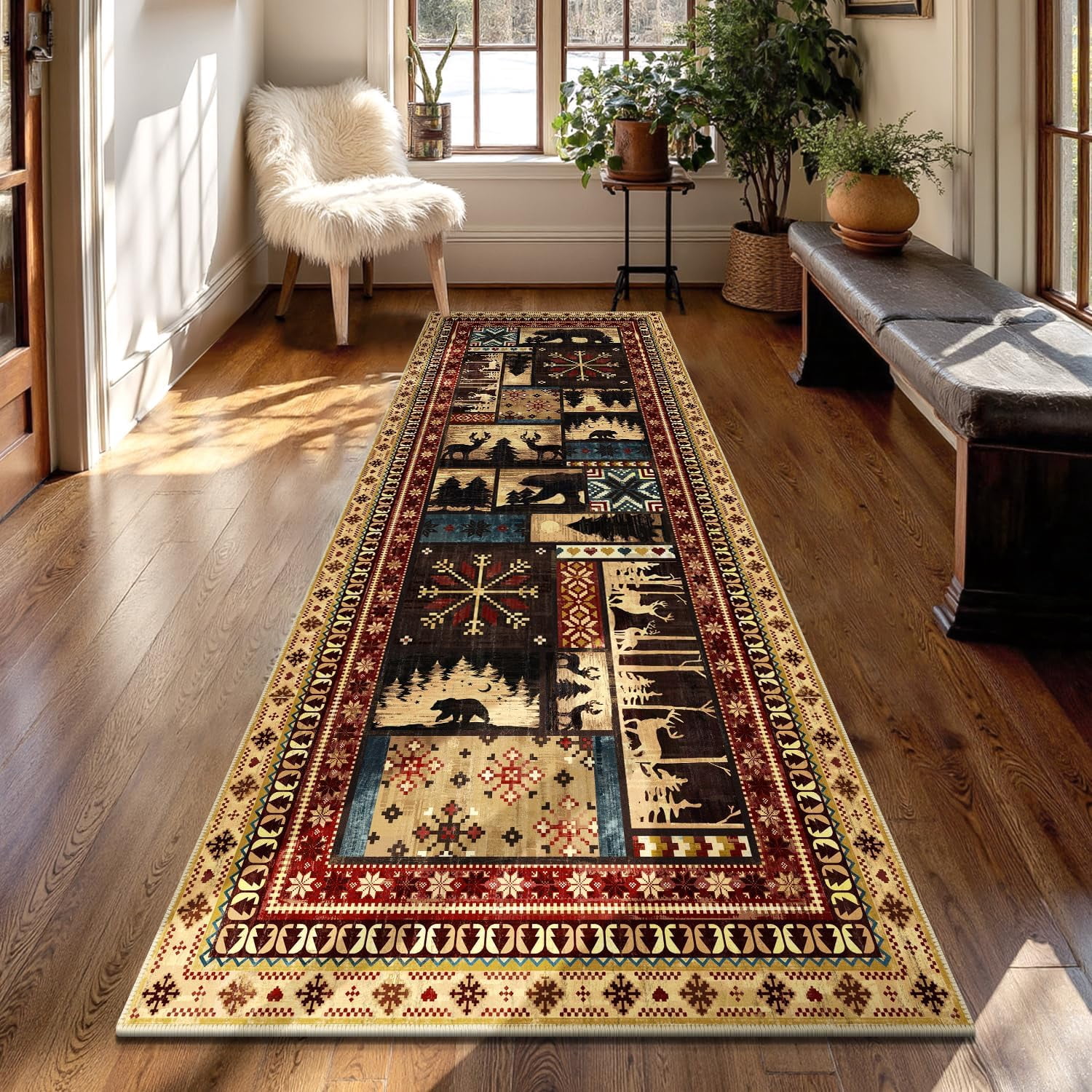 MJIAexp Runner Rug 3x8 Runners for Hallways,Kitchen Rugs Non Slip Washable Entryway Carpet Runner,Soft Bear Runners for Bathroom Bedside Holiday Decor 3'x8'
