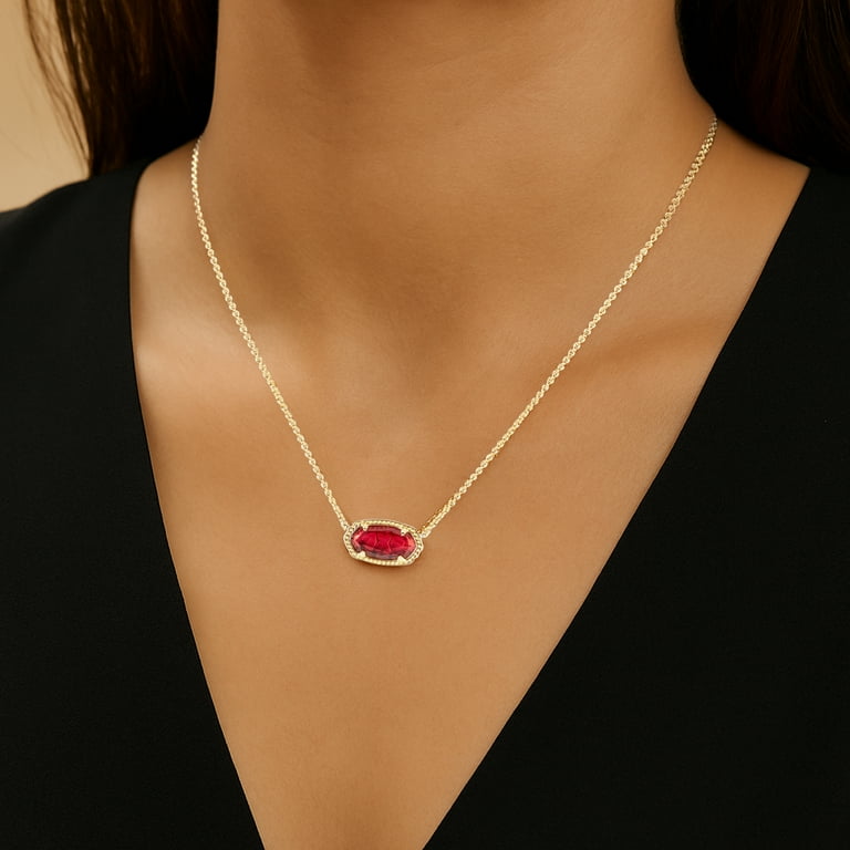 Kendra Scott Elisa Necklace Gift Set Of 2 – Alexandrite & Mother Of Pearl Pendant, Fashion Jewelry For Women