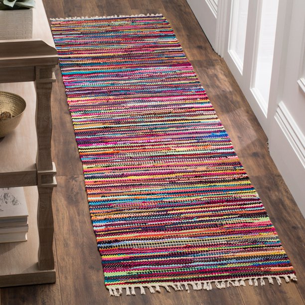 SAFAVIEH Rag Dania Striped Cotton Runner Rug, Multi, 2'3" x 6