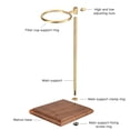 thumbnail image 2 of Coffee Dripper Stand Detachable Pour Over Coffee Filter Holder Stand with Natural Walnut Wood Anti-slip Base Height Adjustable and 360 Degree Rotatable Compatible with Most Bottomless Filter Cups, 2 of 8