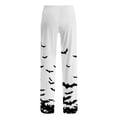 thumbnail image 5 of BWASD Pants for Women Halloween Bat Print Wide Leg Pants with Pockets Comfy Baggy Holiday Party Loungewear Casual Loose Soft Pajama Bottoms Home Daily Wear | S Size, 5 of 6