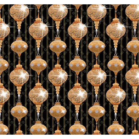 Quilting Treasures A golden Holiday ornaments 100% Cotton Fabric sold by the yard