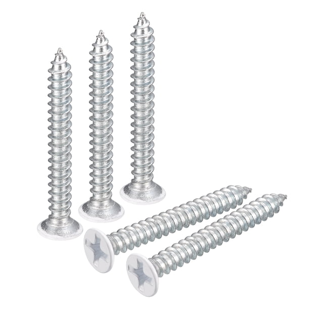 Tornillos blancos ST3.5x30mm, tornillos autoperforantes, paquete de 50, tornillos de cabeza plana Phillips para trabajar la madera