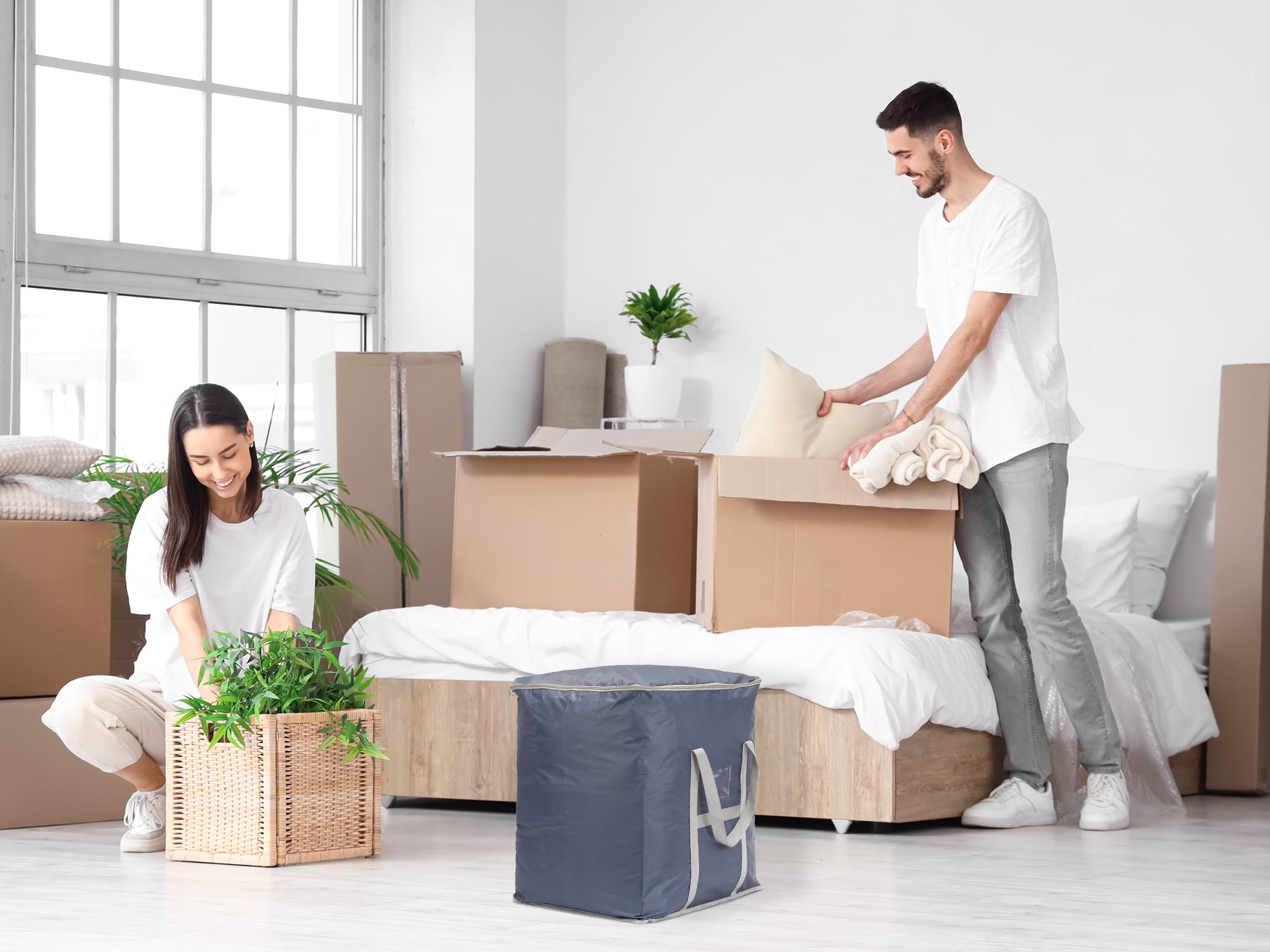 Unique Bargains 1 Pack Clothes Storage Bags Moving Bags Gray 47*22*22in