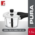 thumbnail image 2 of Pura Stainless Steel Pressure Cooker 1.5 Liters, Outer Lid Cooker, Triply Bottom | For Healthy Cooking, Mirror Finish, Easy To Clean, Induction Base & Gas Ready, Silver, 5-year Warranty, 2 of 4