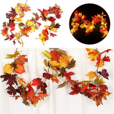 170cm Artificial Autumn Fall Maple Leaves Garland Hanging Plant for Home Garden Wall Doorway Backdrop Fireplace Decoration, Thanksgiving Wedding Party