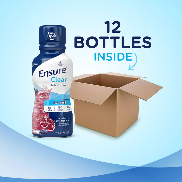Ensure Clear Nutrition Drink, Blueberry Pomegranate - 12 pack, 10 fl oz bottles