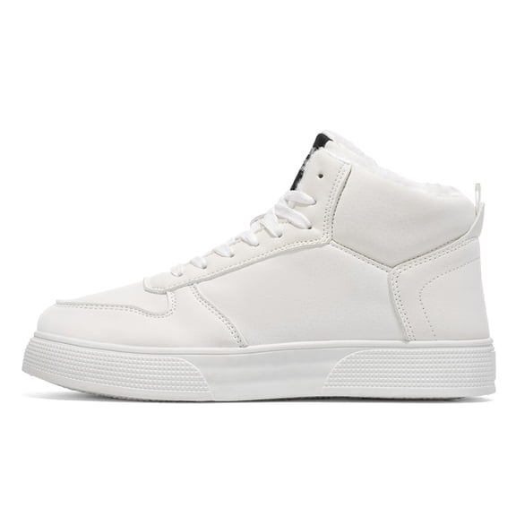 Men's Winter High-Top Sneakers, Lace-Up Ankle Shoes with Plush Lining and Textured Sole Edge