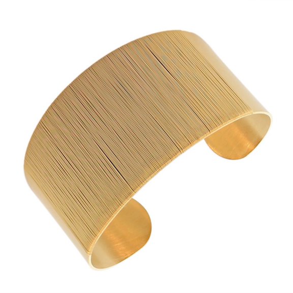Stainless Steel Wrap Bangle Bracelet with Yellow Gold-Tone