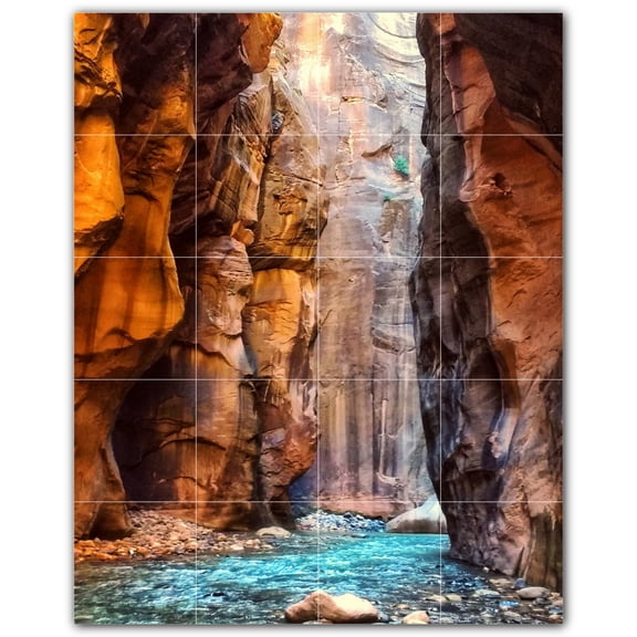 Picture-Tiles.com: Canyon Ceramic Tile Wall Mural WAL500343-45S. 17"W x 21.25"H using (20) 4.25" x 4.25" Ceramic Tiles-Satin Finish