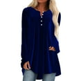 thumbnail image 3 of Valcatch Women Pleated Button Down Velvet Tunic Tops Loose Elegant Dressy Shirts Long Sleeve Casual Party Blouses Plus Size V Neck Shirts, 3 of 4
