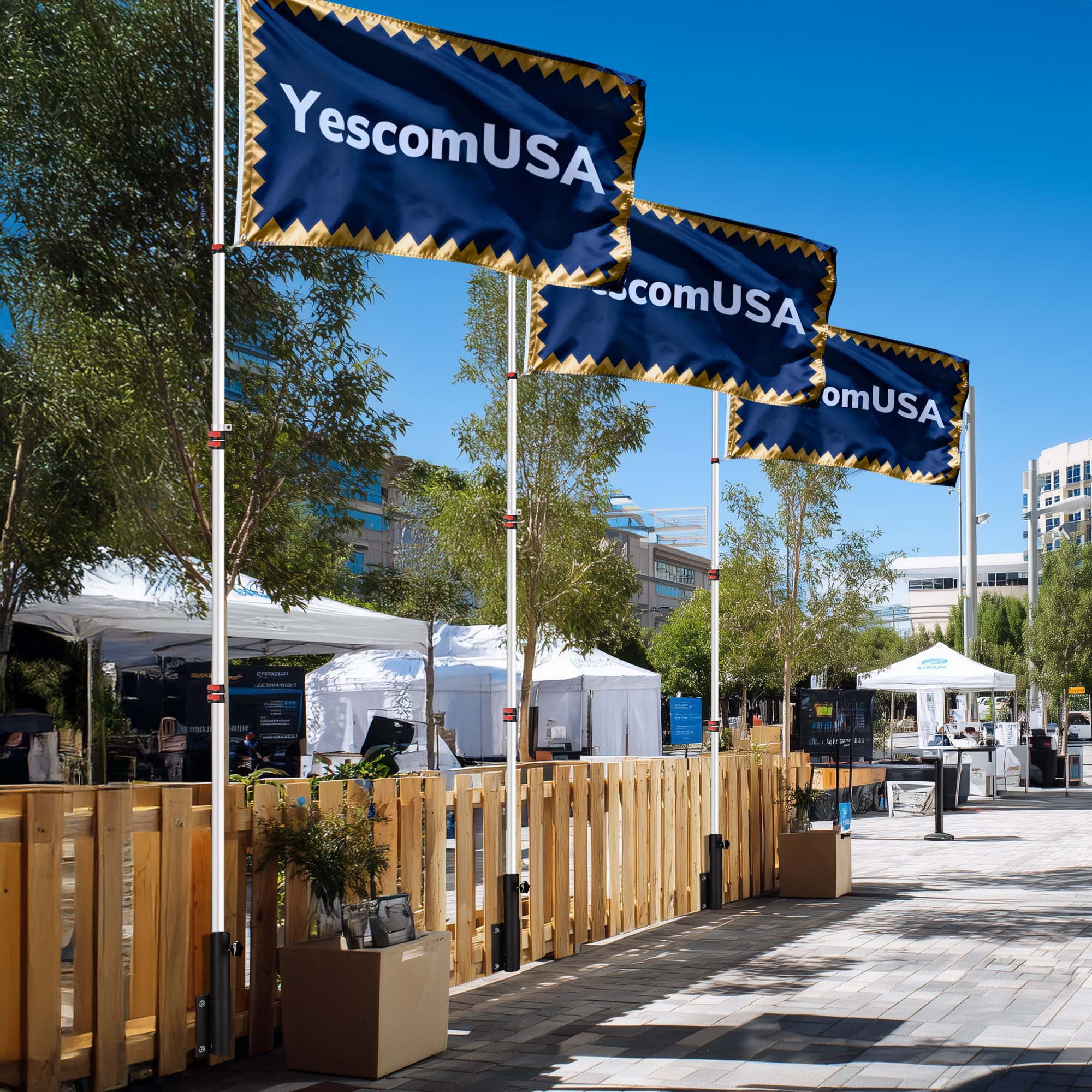 Yescom 20Ft Telescoping Flagpole w/ Dock/Deck Mount Display Sign Housebuilders