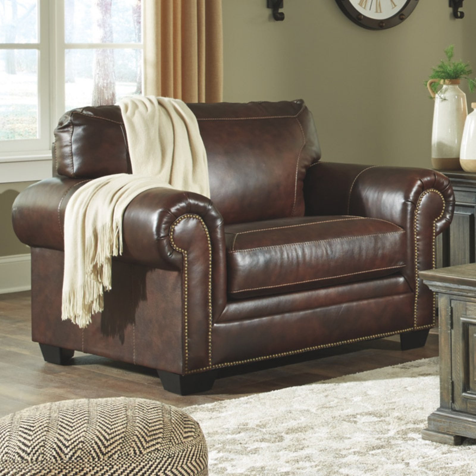 Ashley roleson walnut chair and a half hot sale