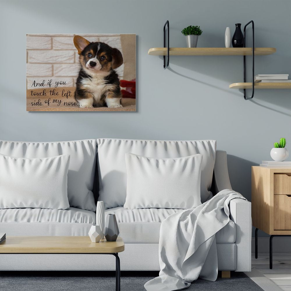 Stupell Industries Touch Left Side of My Nose Cute Puppy Dog Quote Canvas Wall Art Design by Ziwei Li