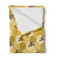 thumbnail image 2 of Bee Soft Flannel Fleece Throw Blanket, Grungy Silhouettes of Multiple Bee on Geometric Honeycomb Patchwork Pattern, Cozy Plush for Indoor and Outdoor Use, 50" x 60", Multicolor, by Ambesonne, 2 of 5