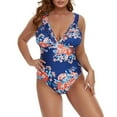 thumbnail image 4 of One Piece Swimsuit for Women Plus Size One-Piece Show Printing Wire Free With Pad Flowers Set, 4 of 7