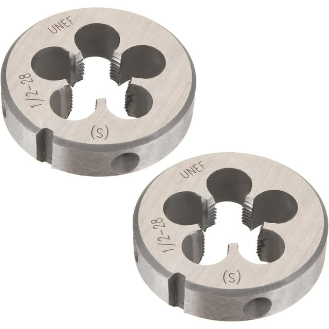 HUGFEGWE 2pcs 1/2-28 Round Die, Machine Thread Right Hand Threading Die, Alloy Tool Steel CJB91-23411