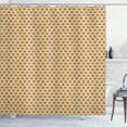 thumbnail image 1 of Retro Shower Curtain, Nostalgic Geometric Pattern with Clusters of Dots Around Star Shapes in Repeat, Fabric Bathroom Set with Hooks, 69W X 84L Inches Extra Long, Beige and Brown, by Ambesonne, 1 of 3