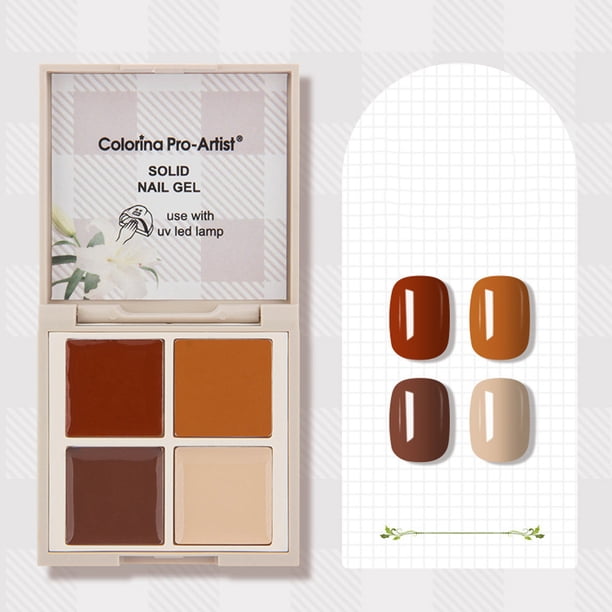 Xihbxyly Latas de Fototerapia con Pegamento para Esmalte de Uñas Sólido de 4 Colores, Color Crema Sólido, Pegamento Pintado