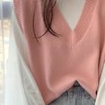 thumbnail image 5 of Chaleco de punto para mujer,Chaleco de punto con cuello en V, suéter informal, camiseta sin mangas, chaleco, características líderes en la clase, 5 of 5