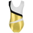 thumbnail image 2 of YONGHS Girls Kids Sleeveless Gymnastics Leotards Rhinestone Color Block Metallic Ballet Dance Bodysuit Gold 10, 2 of 5