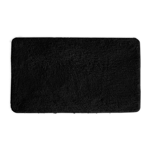 Kashi Home Luxury Soft Plush Microfiber Bath Rug, Black, 18" x 30", Non-slip Rubber Back