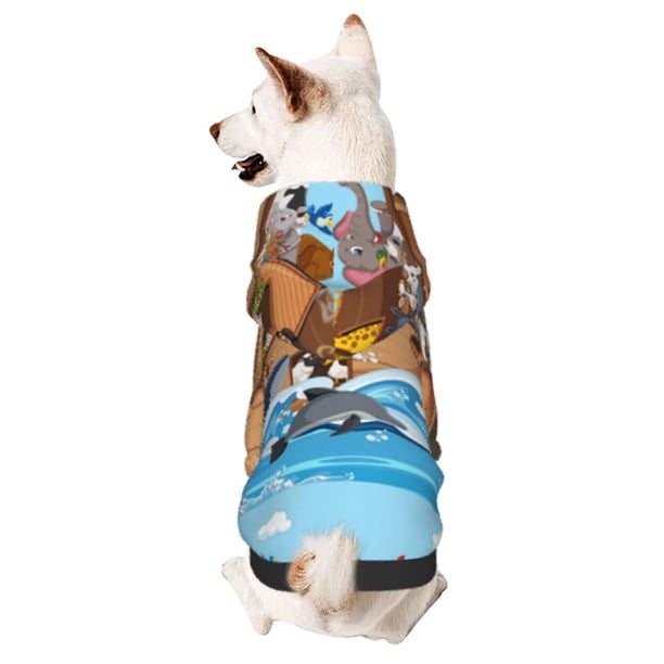 Fotbe Animals on Noah's Ark Floating Sudadera con Estampado para Perros Pequeños – Suéter con Capucha para Mascotas, Tela Suave de Forro Polar con Bolsillo-XX-Large