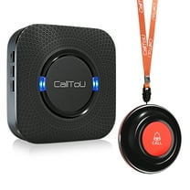 CallToU Caregiver Pager Wireless Call Bell Alert Button for Seniors Elderly Patients Black