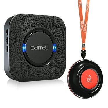 CallToU Caregiver Pager Wireless Call Bell Alert Button for Seniors Elderly Patients Black