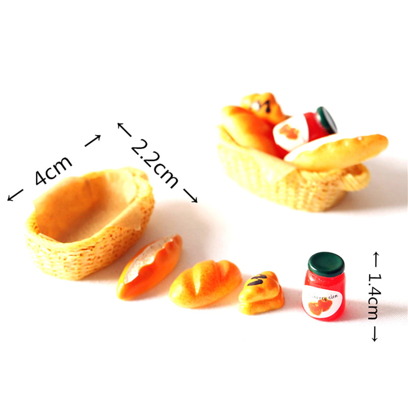 1Set 1:12 Dollhouse Miniature Food Toy jam bread Toast Basket AccessorieR_yk 