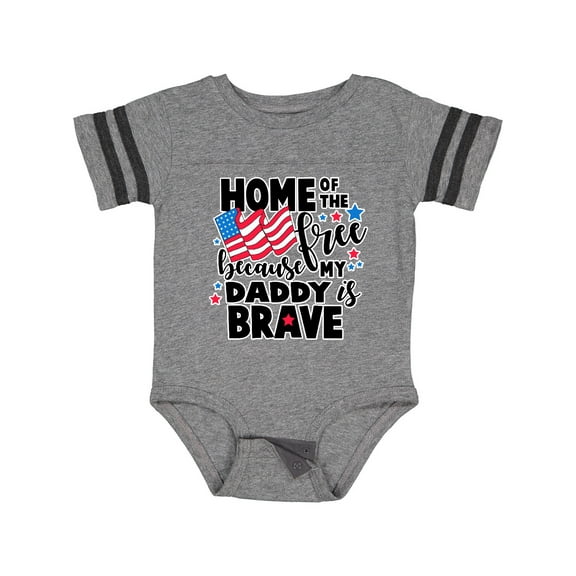 Inktastic Home of the Free Because My Daddy is Brave with Flag Boys or Girls Baby Bodysuit
