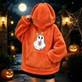 thumbnail image 6 of XINPING Halloween Flannel 3D Pumpkin Hoodie with Zip Hood Women Oversized Cute Ghost Sweatshirt Unisex Funny Plus Size Long Sleeve Cozy Halloween Outfits, 6 of 7