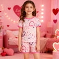 thumbnail image 3 of Girls Pajama Sets Valentines Pjs Short Sleeve Heart Crewneck Sleep Top Girl Pajamas Size 7-8 Years, 3 of 9