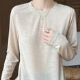 thumbnail image 6 of Lightweight Long Sleeve Tops for Women Zaewscy Women's Fashion Thin Solid Color Round Neck Long Sleeve Pullover Sweater Bottoming Coat Beige XL, 6 of 6