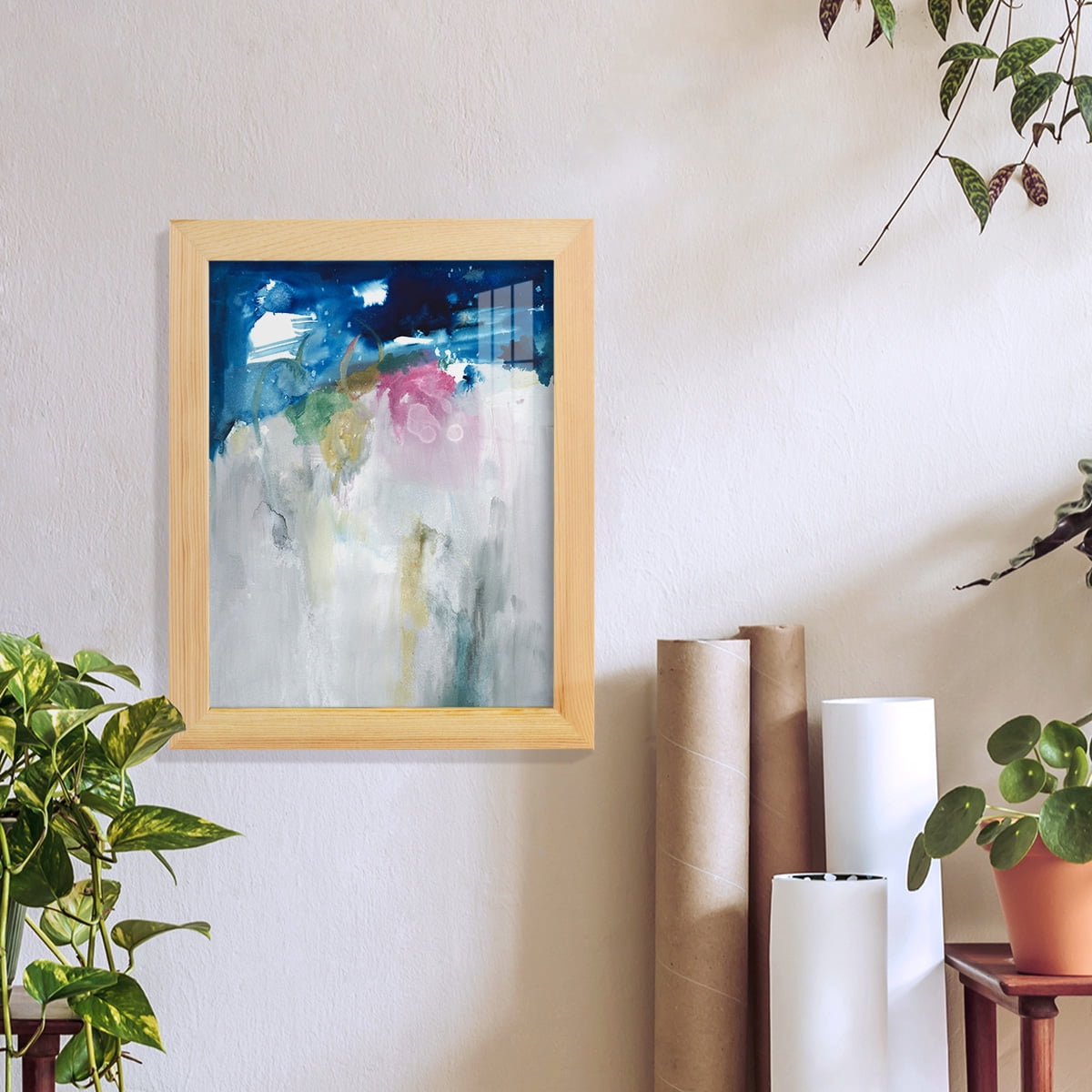 Rising I - Framed Print w/glass - Natural Wood