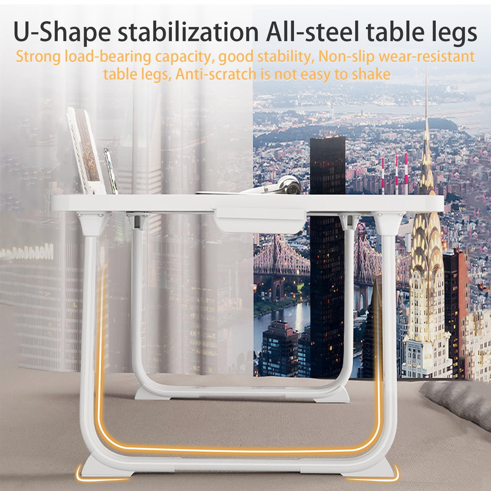 Extra Large 23 Inch Foldable Laptop Bed Desk With Storage Drawer & Bookstand  Portable Lap Tray Table For Sofa Couch Floor Multifunction Home Office
