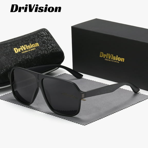 Drivision Unisex Fashionable Full-frame Polarized Sunglasses Outdoor Activities Square Frame Sunglasses UV400.