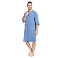 thumbnail image 4 of EA'S SECRET Mens Robes 100% Cotton Kimono House Coat Summer Zipper Short Bathrobes Soft Sleepwear with Pockets(Blue,L), 4 of 7