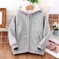 thumbnail image 2 of Generic Kids Christmas Clothes Toddler Little/big Kids Boys Girls Winter Warm Thickened Classic Hoodie Jacket Zipper Solid Color for Kids Clothes(11-12 Years,Grey), 2 of 5